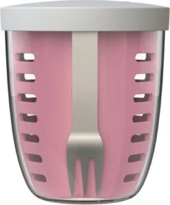 Mepal – Fruit-& Veggie Pot Ellipse – Fruitbox Voor Onderweg - Nordic Pink – Voorzien Van Vergietje En RVS Vorkje -Mepal shop 990x1200 9