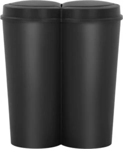 Merkloos Zwarte Duo Prullenbak 2 X 25 Liter | Drukknop – Afvalscheiding – Afneembare Deksels -Mepal shop 992x1200 4
