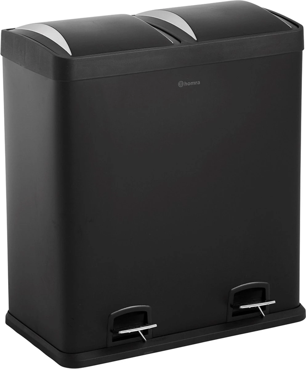 Homra NEVIQ Afvalscheiding Prullenbak Met 2 Vakken - 2 X 30 L Inhoud - Duo Pedaalemmer In Mat Zwart - 2-vaks Afvalemmer 60 Liter - Hoogwaardig RVS - Pedaal Vuilbak - Hygiënisch Afval Scheiden - Zwarte Duo Prullenbak - Dubbele Vuilnisbak 3 Homra NEVIQ Afvalscheiding Prullenbak Met 2 Vakken - 2 X 30 L Inhoud - Duo Pedaalemmer In Mat Zwart - 2-vaks Afvalemmer 60 Liter - Hoogwaardig RVS - Pedaal Vuilbak - Hygiënisch Afval Scheiden - Zwarte Duo Prullenbak - Dubbele Vuilnisbak