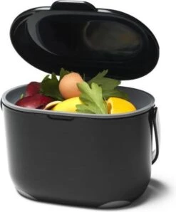 Compost Caddy GFT Afvalbakje Met Losse Binnenemmer - 3 L - Zwart / Grijs