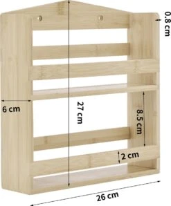 ACAZA Ophangbaar Kruidenrek Met 10 Glazen Kruidenpotjes, Spice Rack, Keuken Rek, Kruiden Organizer Voor Specerijen, Peper, Zout, 26 Cm Breed, Bamboe -Mepal shop 995x1200 3