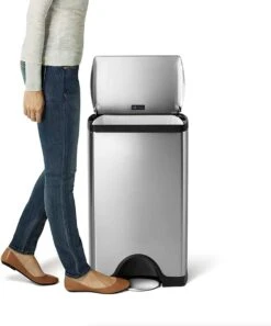 Simplehuman Rectangular Pedaalemmer Prullenbak - 38 L - Mat RVS -Mepal shop 999x1200 1